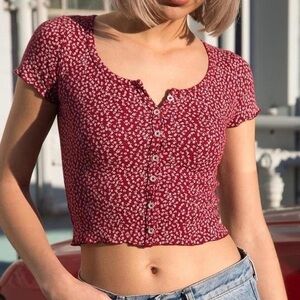 brandy melville red floral top